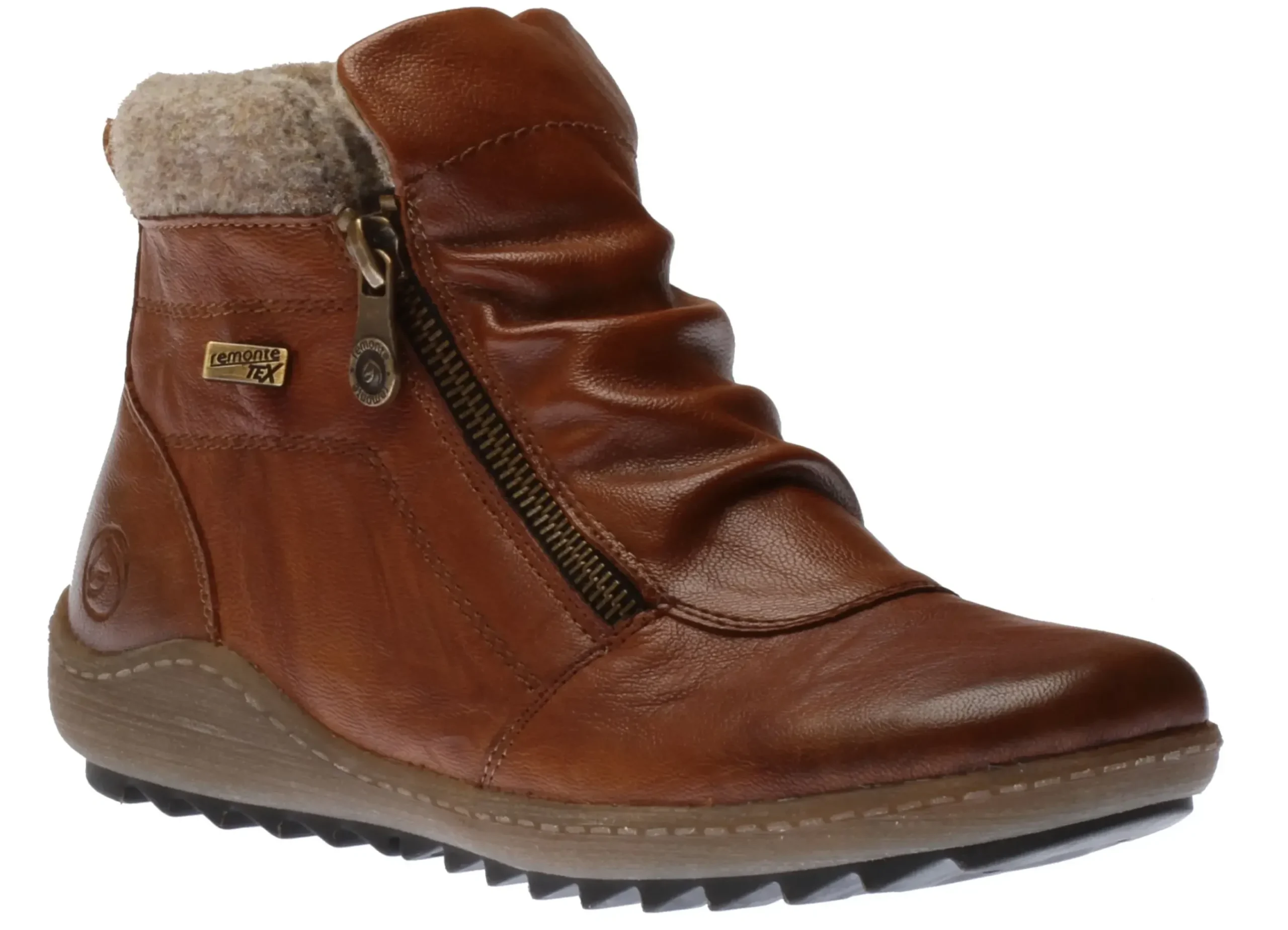 Best Remonte Ottawa Brown Ruched Zipper Boot