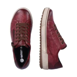 Outlet Remonte Ottawa Burgundy Leather Zipper Lace-Up Sneaker