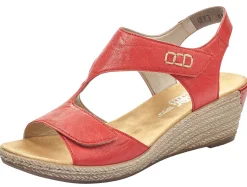Outlet Rieker Ottawa Red Leather Wedge Sandal