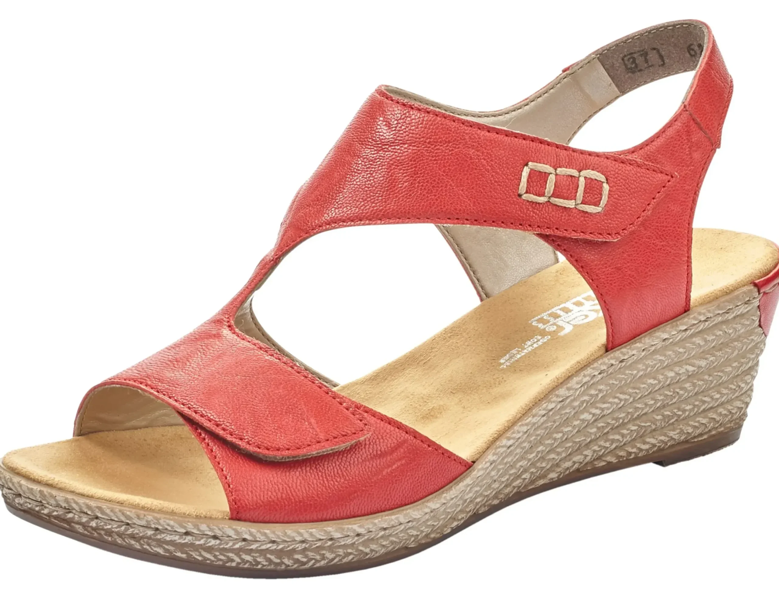 Outlet Rieker Ottawa Red Leather Wedge Sandal
