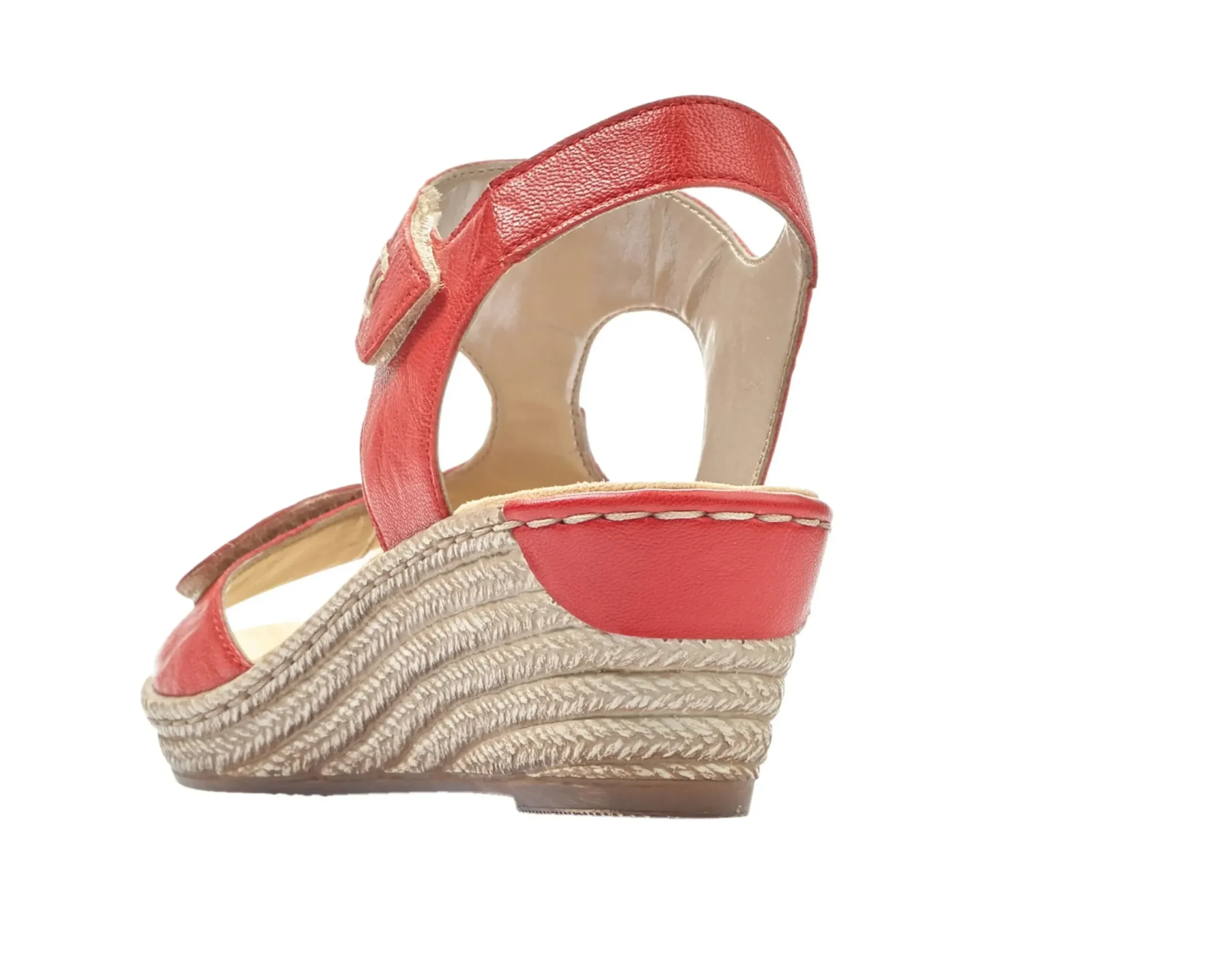 Outlet Rieker Ottawa Red Leather Wedge Sandal