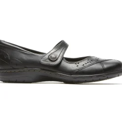 New Cobb Hill Petra Black Leather Mary Jane Flat