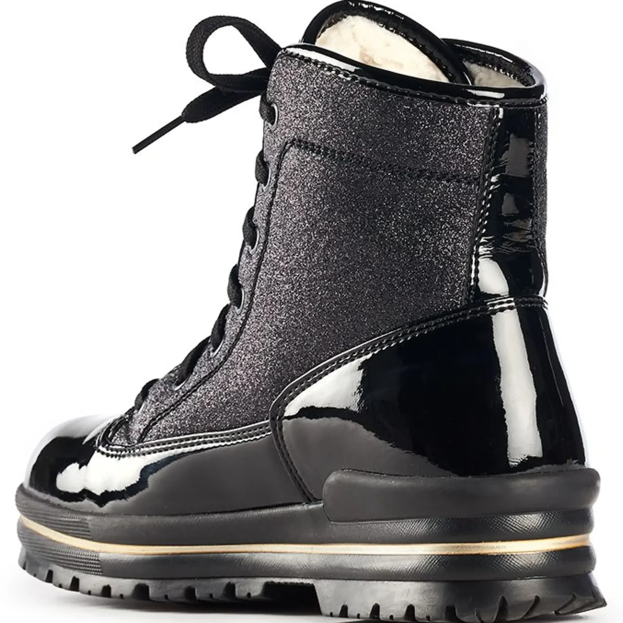 Sale Olang Pop Black Glitter Lace-Up Winter Boot