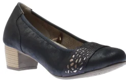 Hot Relife R4037 Navy Silver Cutout Dress Pump