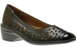 Discount Jenny by Ara Rashida Black Perforated Leather Low Heel Pump