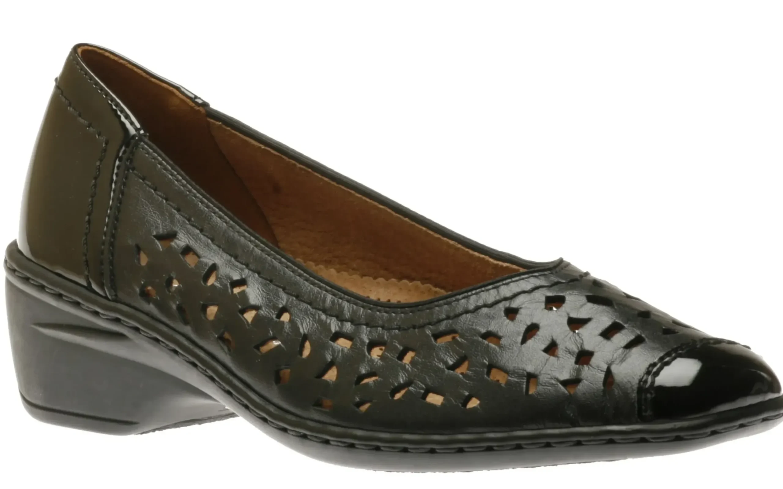 Discount Jenny by Ara Rashida Black Perforated Leather Low Heel Pump