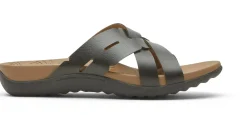 Hot Rockport Ridge Woven Black Leather Slide Sandal