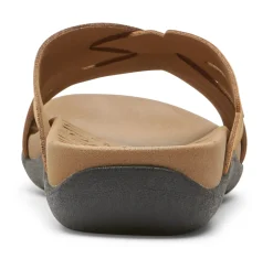 Best Rockport Ridge Woven Tan Brown Leather Slide Sandal