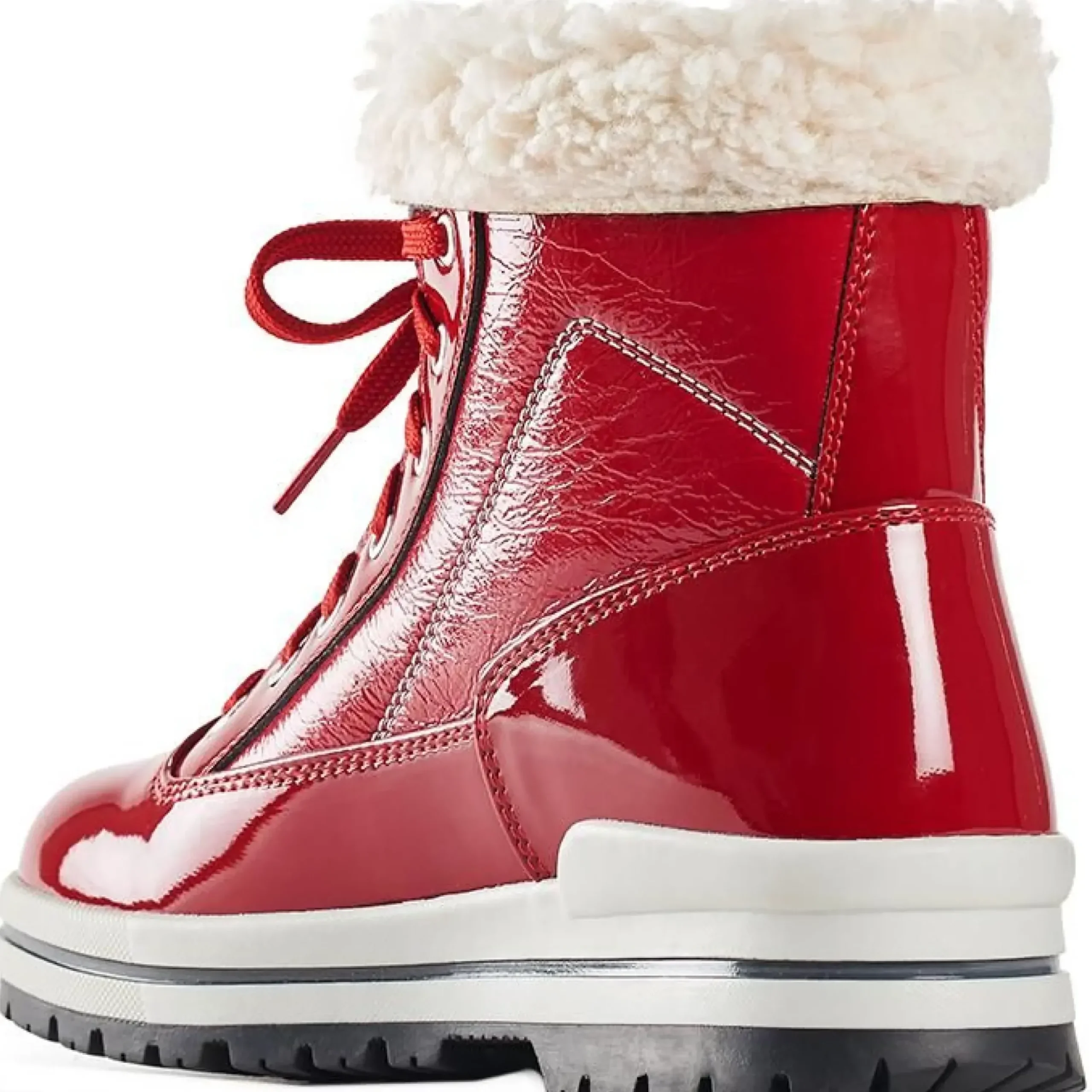 Clearance Olang Rimini Lace-Up Red Patent Winter Ankle Boot