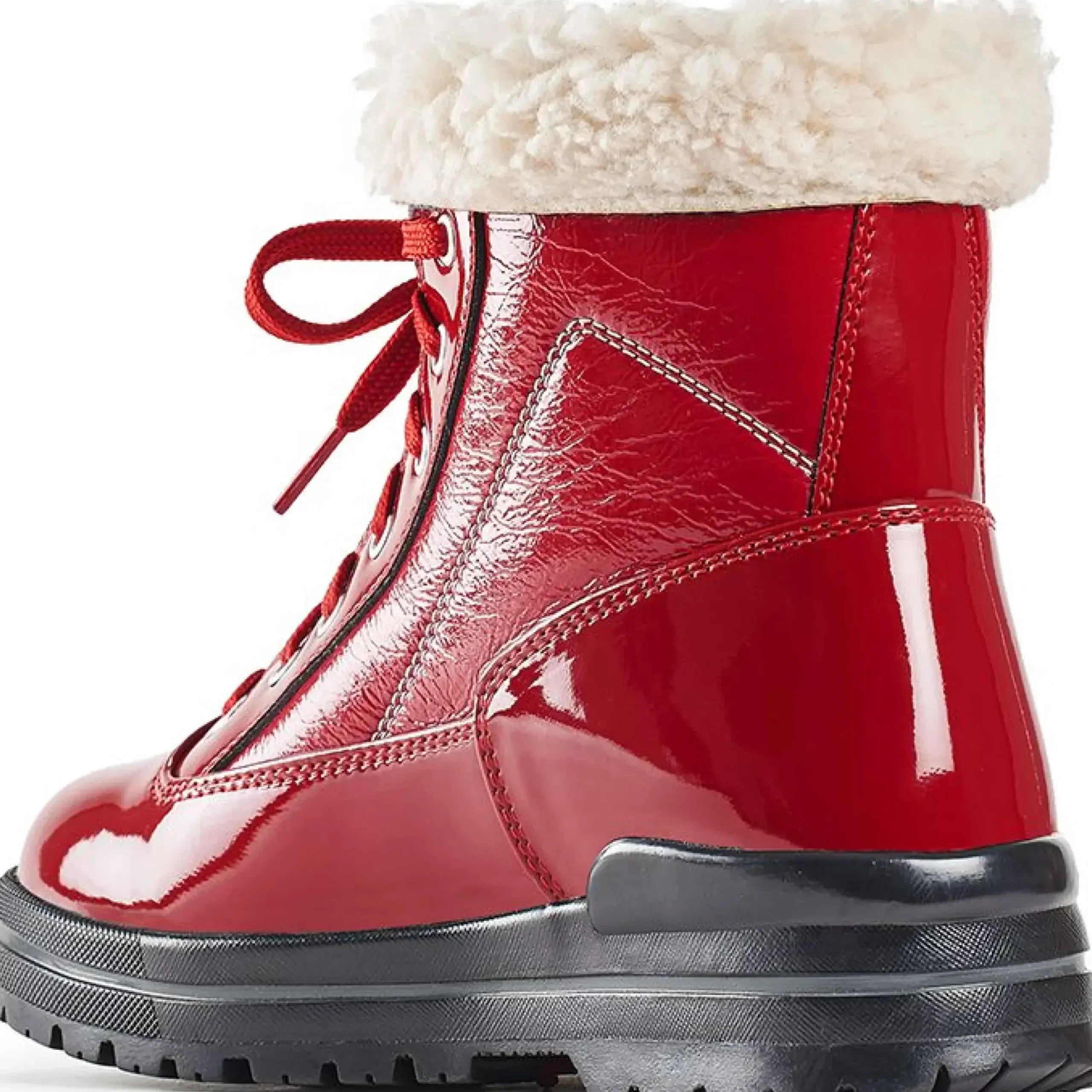 Clearance Olang Rimini Lace-Up Red Patent Winter Ankle Boot