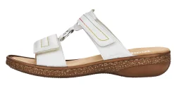 New Rieker Rock White Multicolour Stitch Slide Sandal