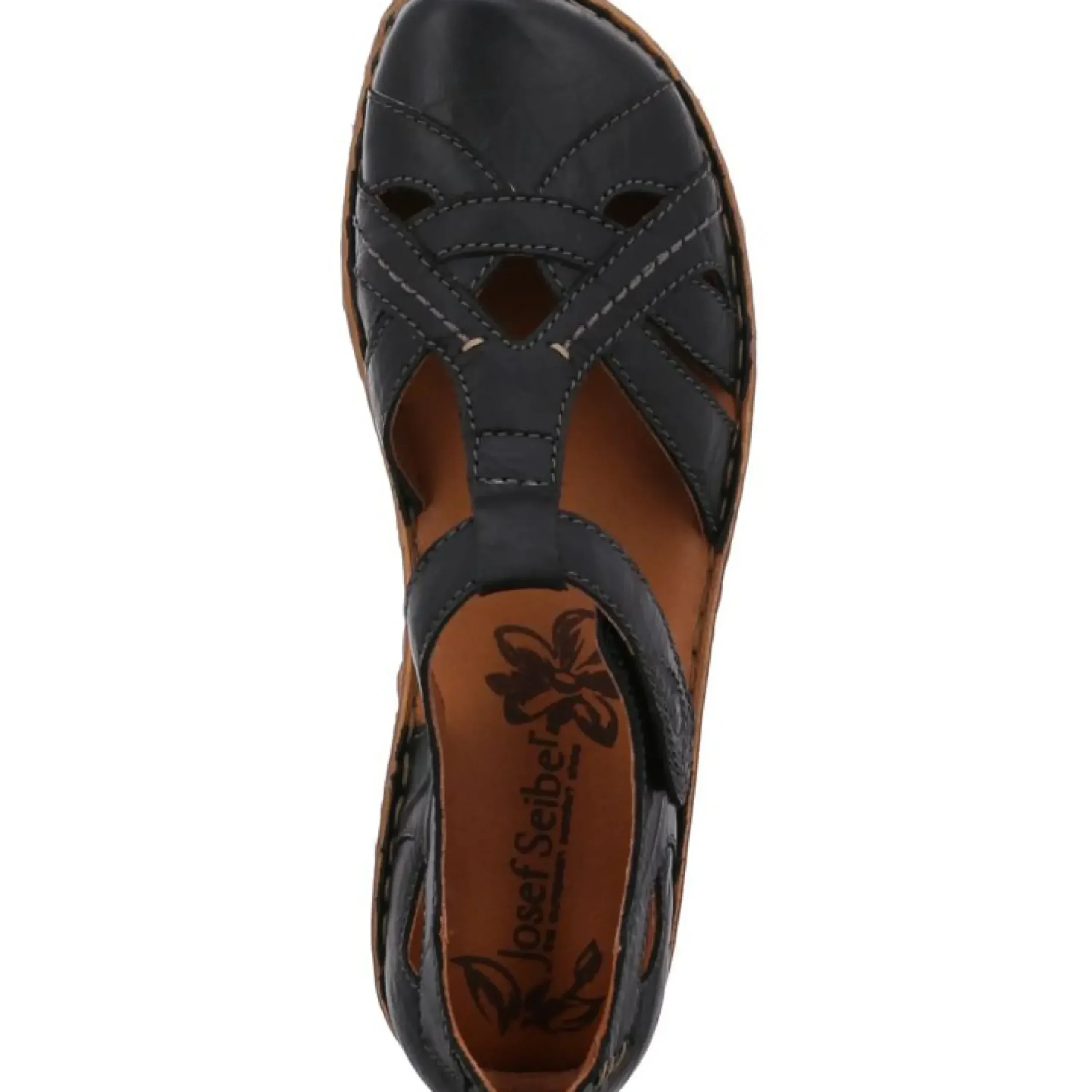 Josef Seibel Rosalie 29 Black Leather T-Strap Mary Jane Sandal
