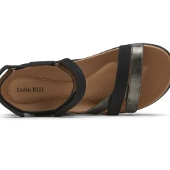 New Cobb Hill Rubey Black Three Strap Sandal