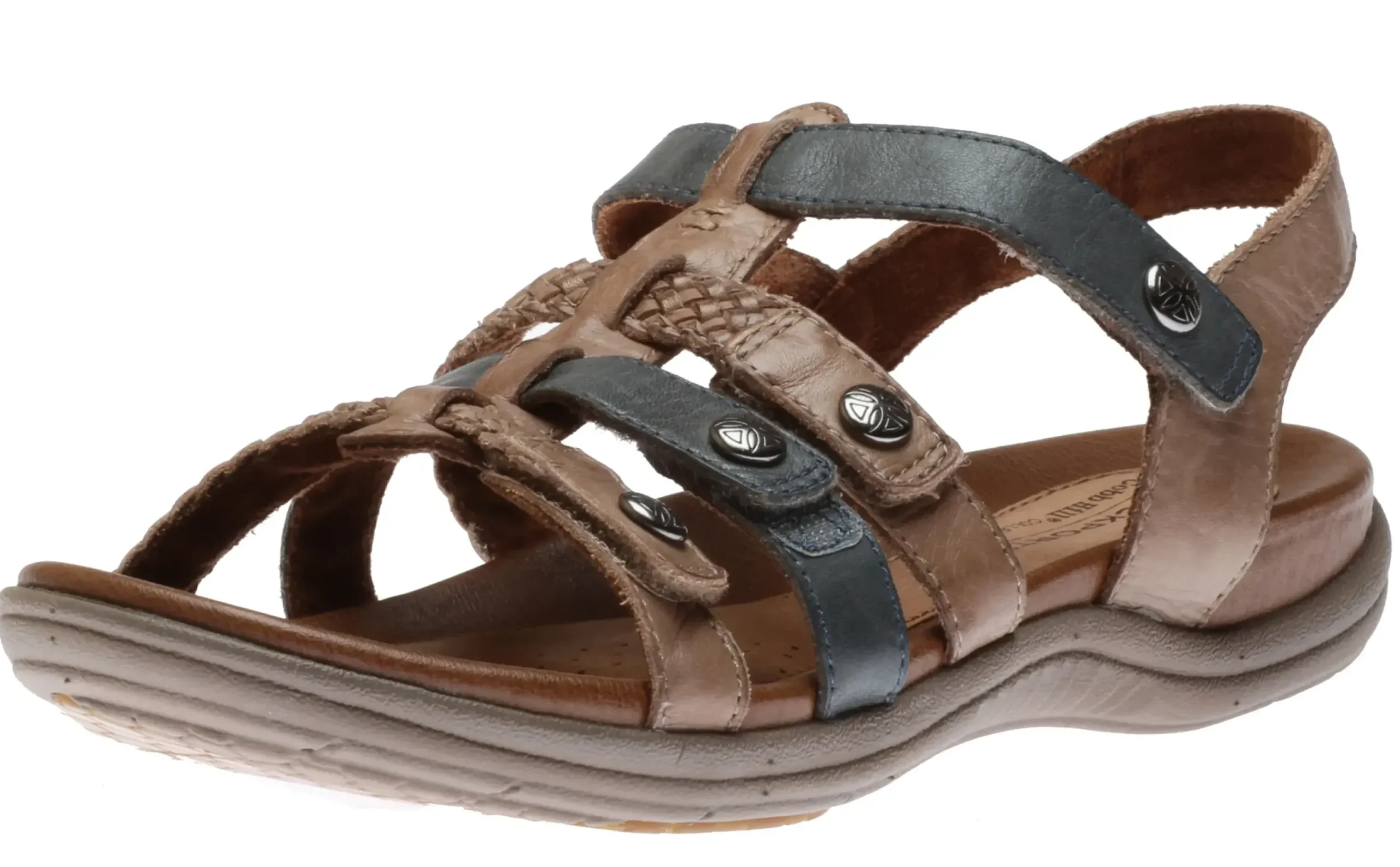 Outlet Cobb Hill Rubey Khaki / Navy T-Strap Sandal