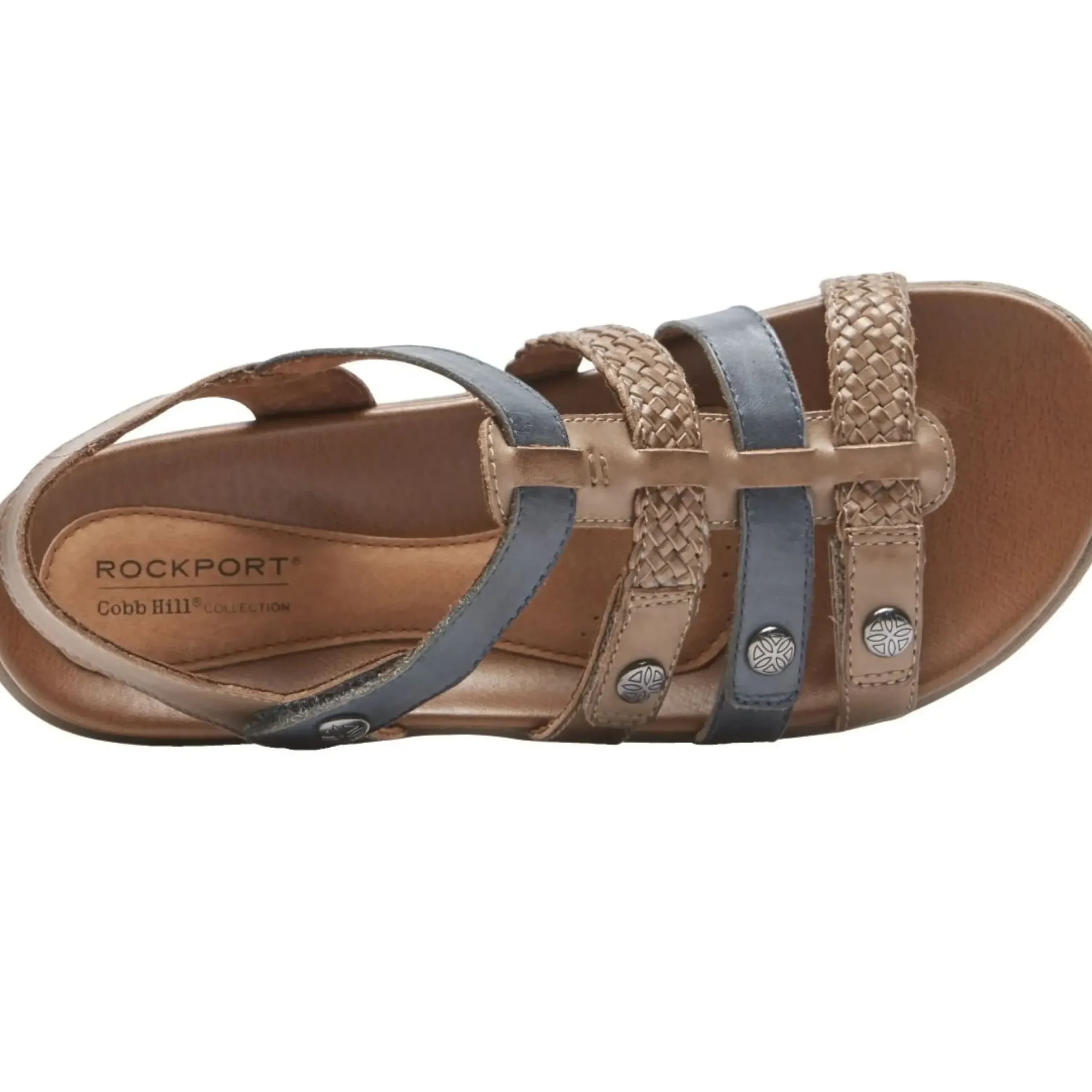 Outlet Cobb Hill Rubey Khaki / Navy T-Strap Sandal