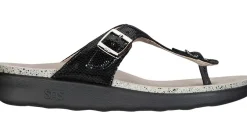 SAS Shoes Sanibel Black Snake Thong Sandal