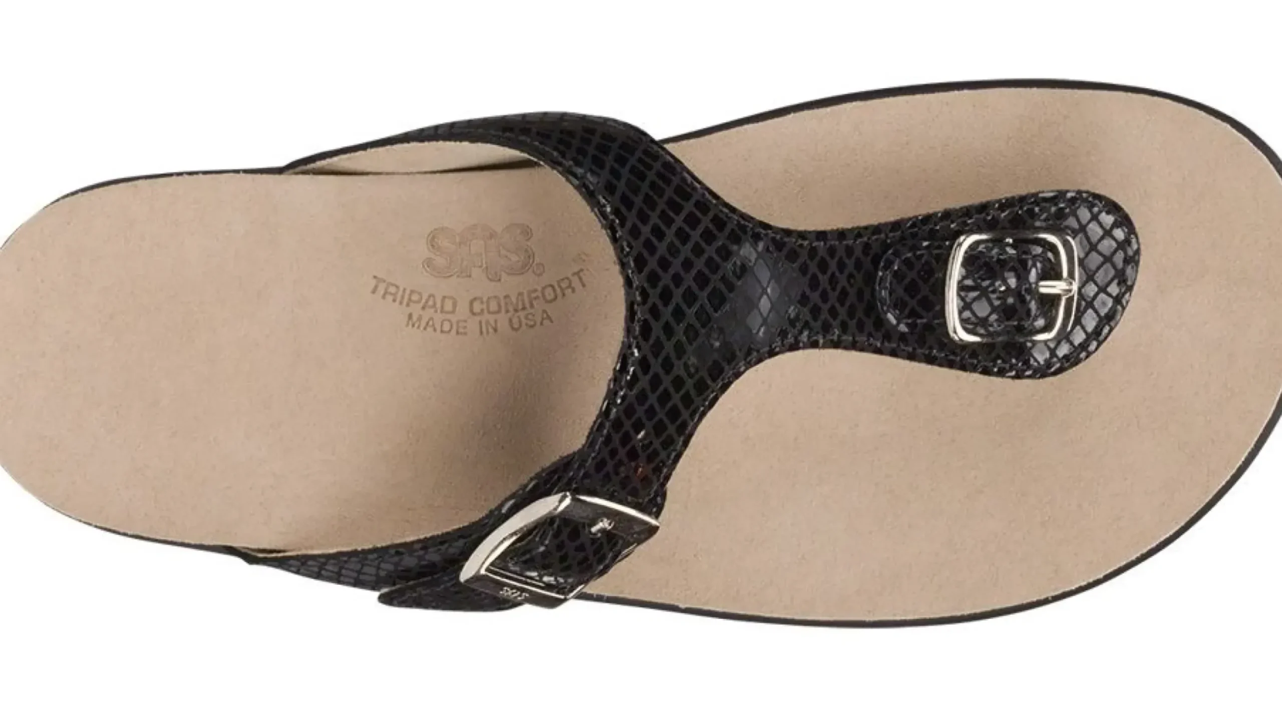 SAS Shoes Sanibel Black Snake Thong Sandal