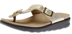 Clearance SAS Shoes Sanibel Shiny Gold Thong Sandal