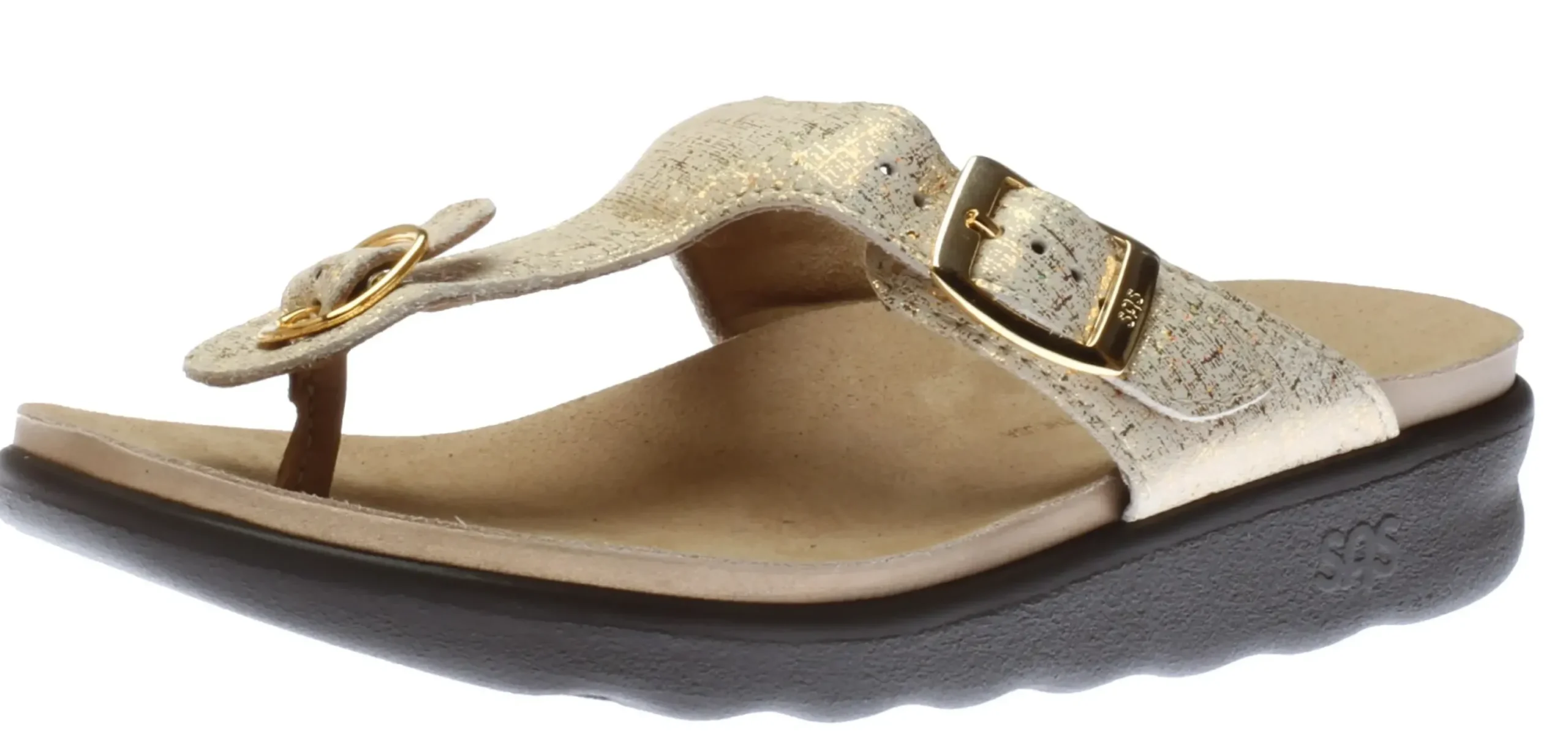 Clearance SAS Shoes Sanibel Shiny Gold Thong Sandal