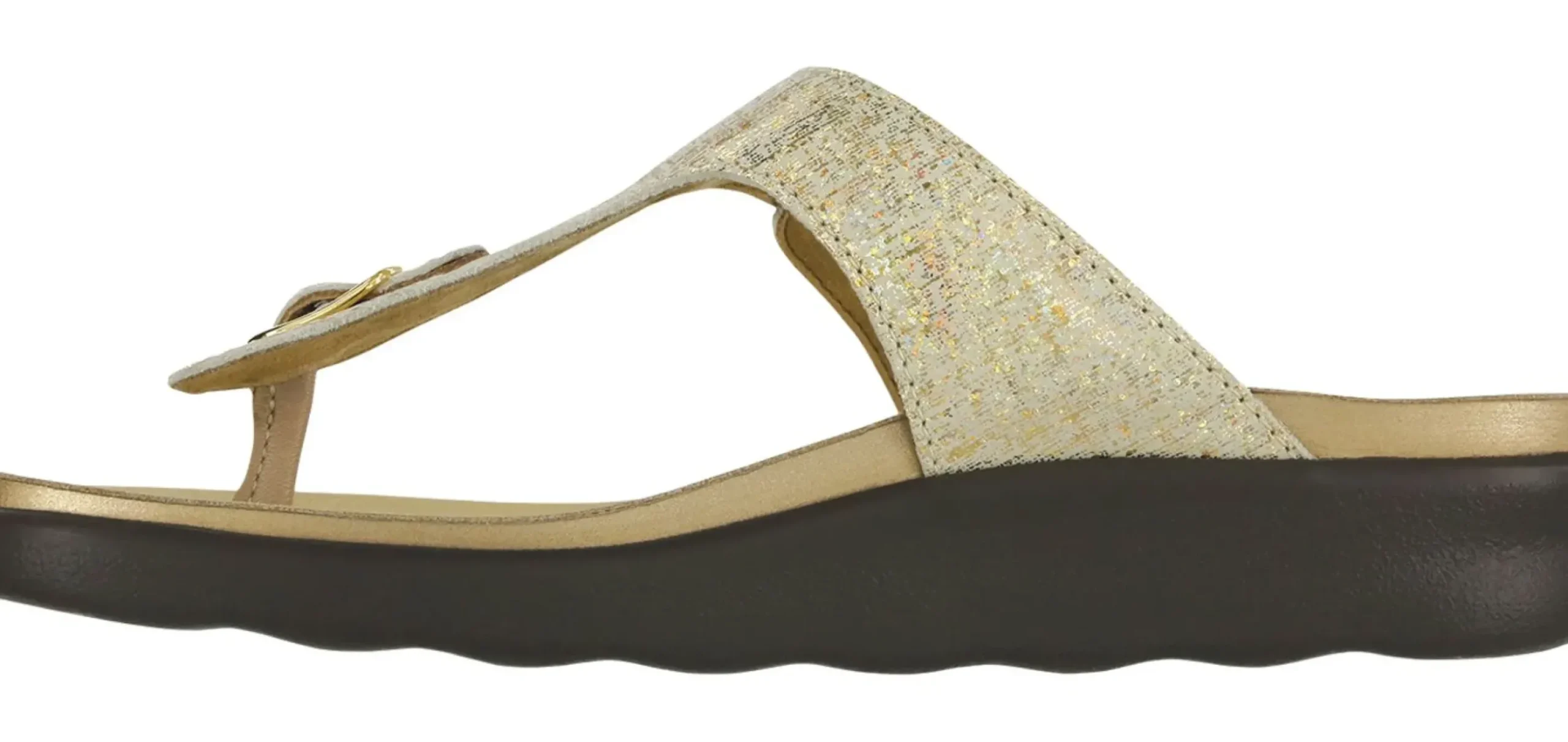 Clearance SAS Shoes Sanibel Shiny Gold Thong Sandal