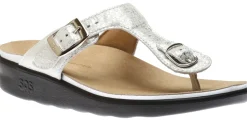 Clearance SAS Shoes Sanibel Shiny Silver Thong Sandal