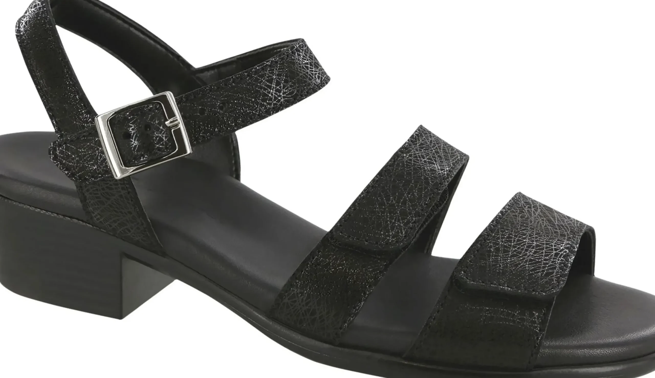 Clearance SAS Shoes Savannah Black Leather Heel Strap Sandal