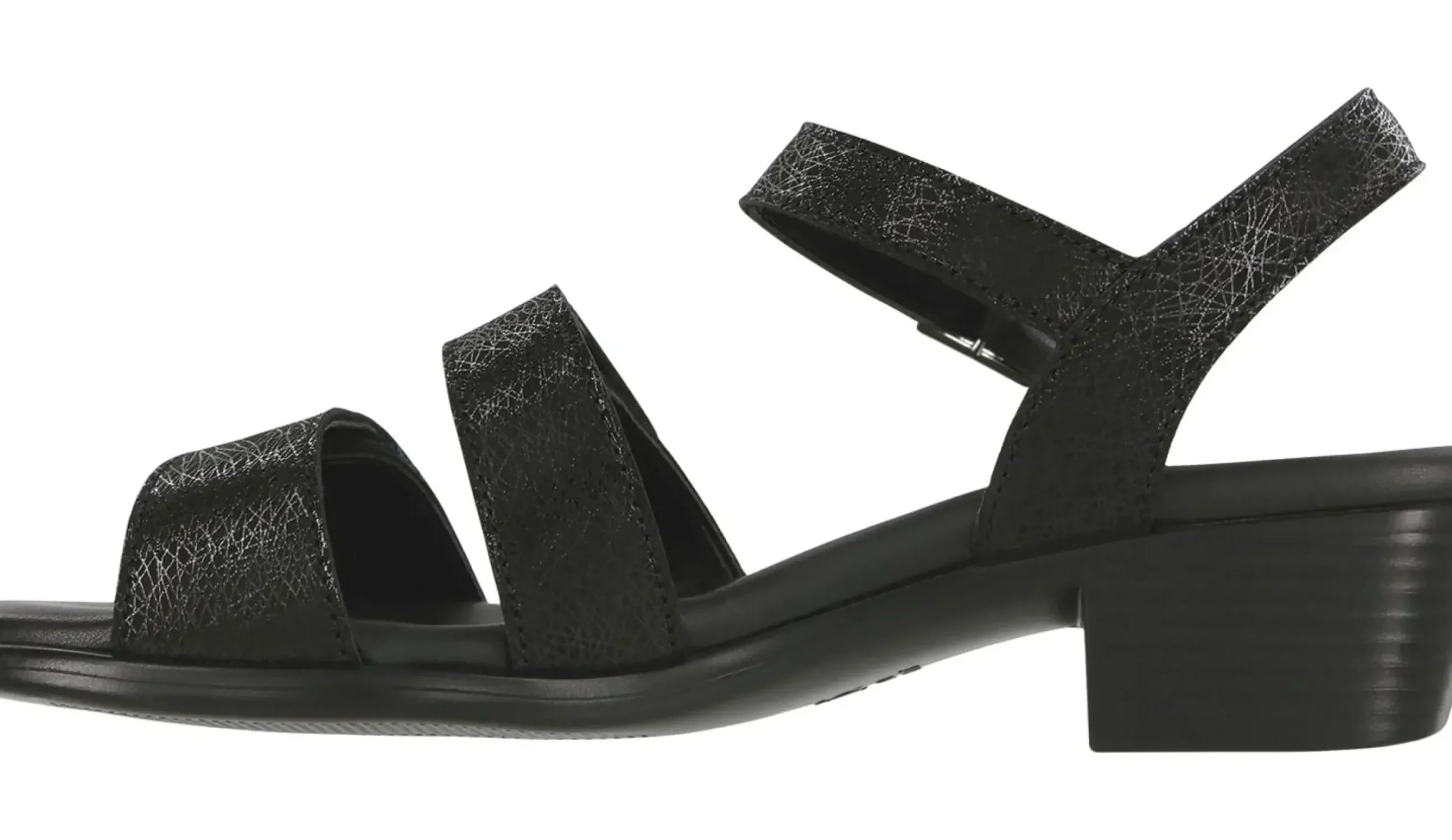 Clearance SAS Shoes Savannah Black Leather Heel Strap Sandal