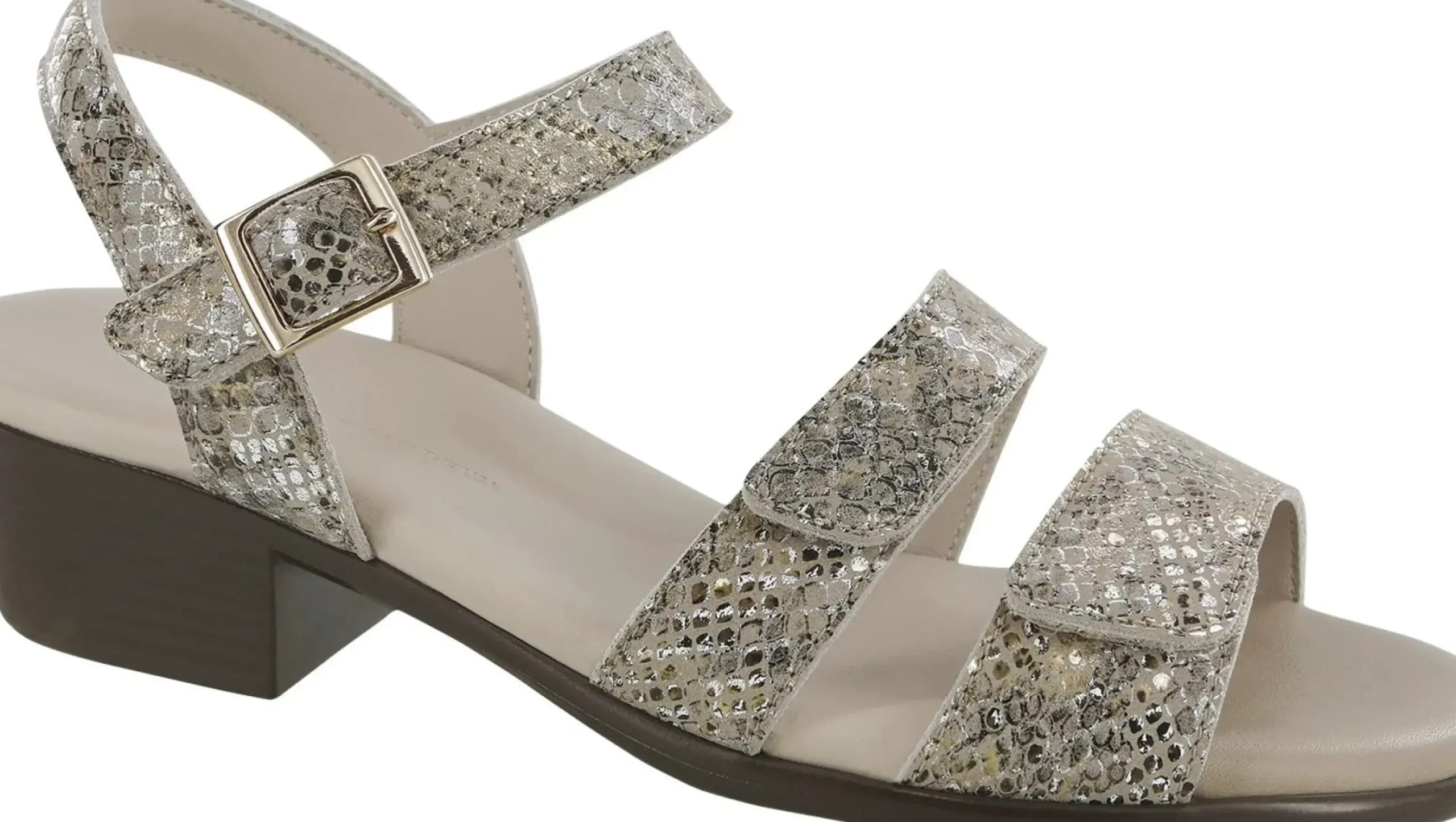 Best SAS Shoes Savannah Multisnake Gold Leather Heel Strap Sandal