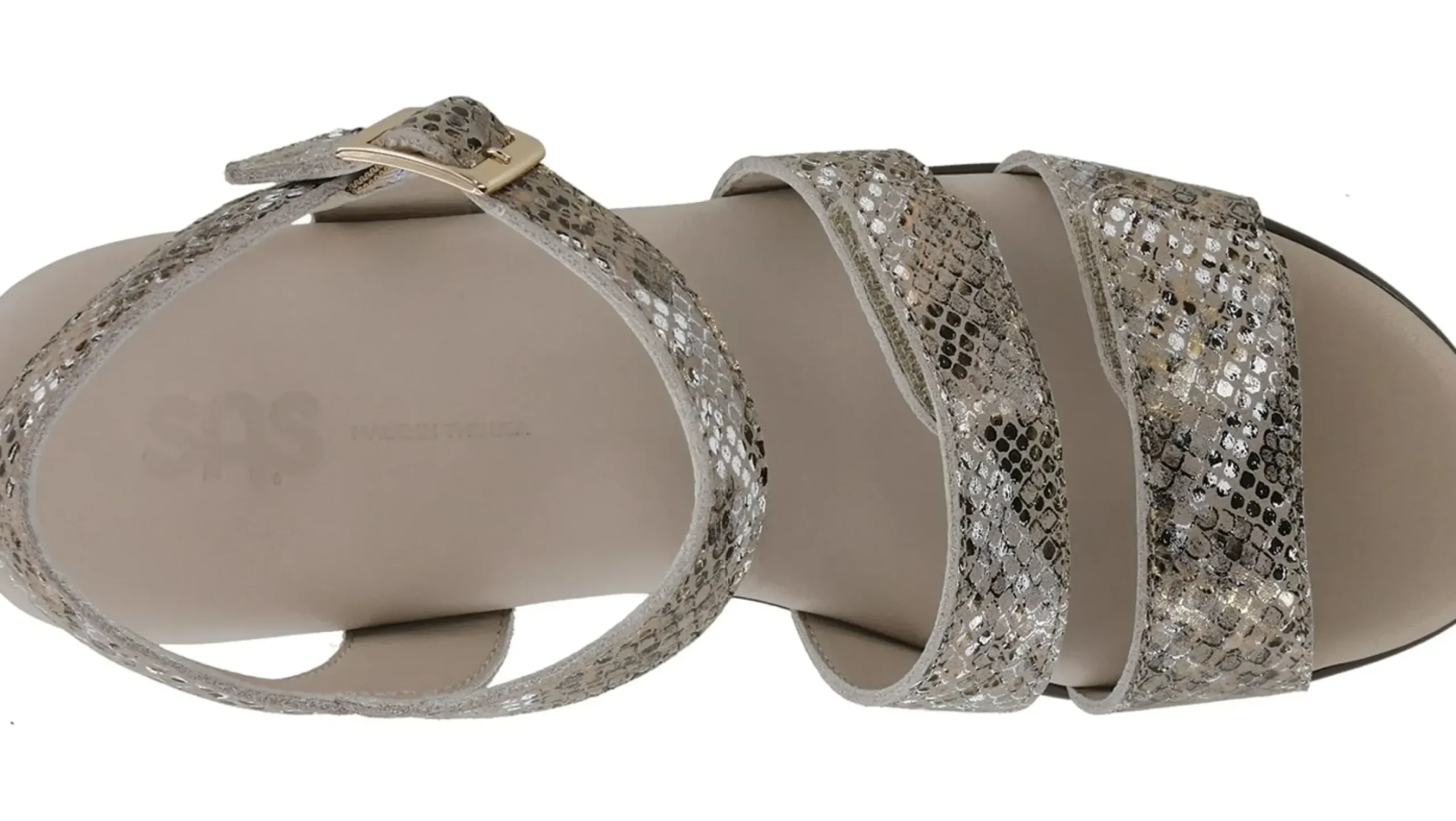 Best SAS Shoes Savannah Multisnake Gold Leather Heel Strap Sandal