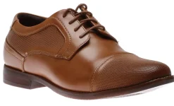 Discount Rockport Saxxen Cognac Brown Leather Wingtip Oxford Dress Shoe
