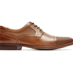 Discount Rockport Saxxen Cognac Brown Leather Wingtip Oxford Dress Shoe
