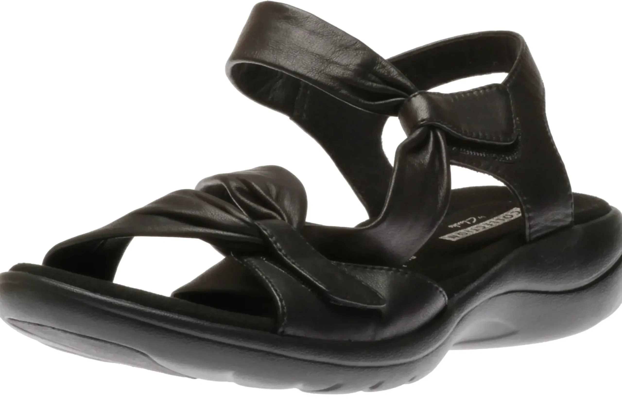 Hot Clarks Saylie Moon Black Leather Sandal