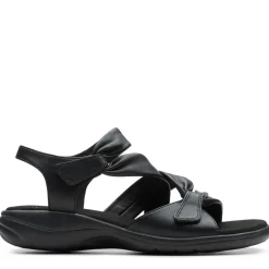 Hot Clarks Saylie Moon Black Leather Sandal