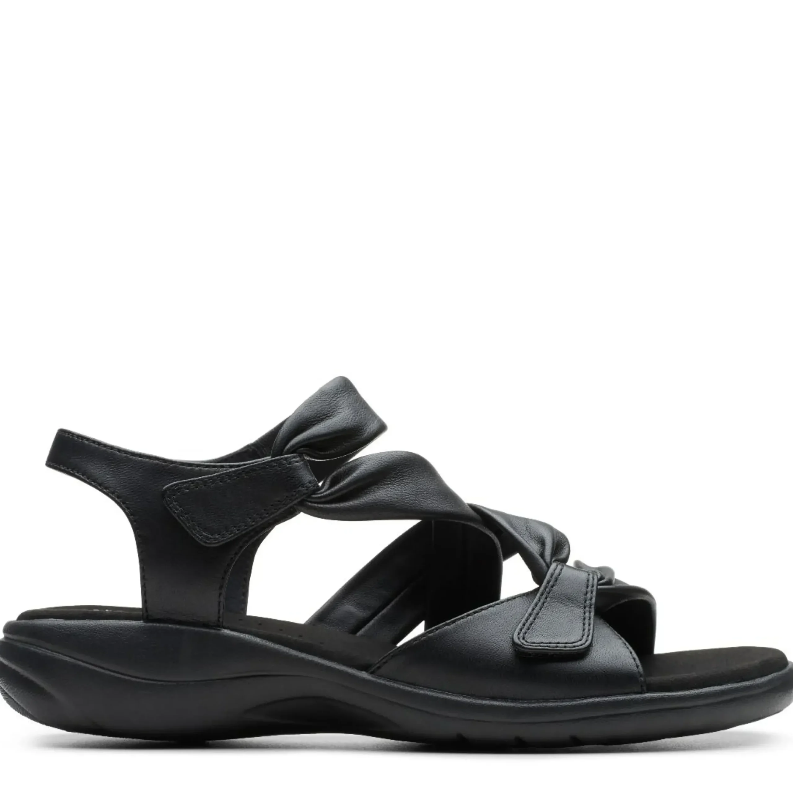 Hot Clarks Saylie Moon Black Leather Sandal
