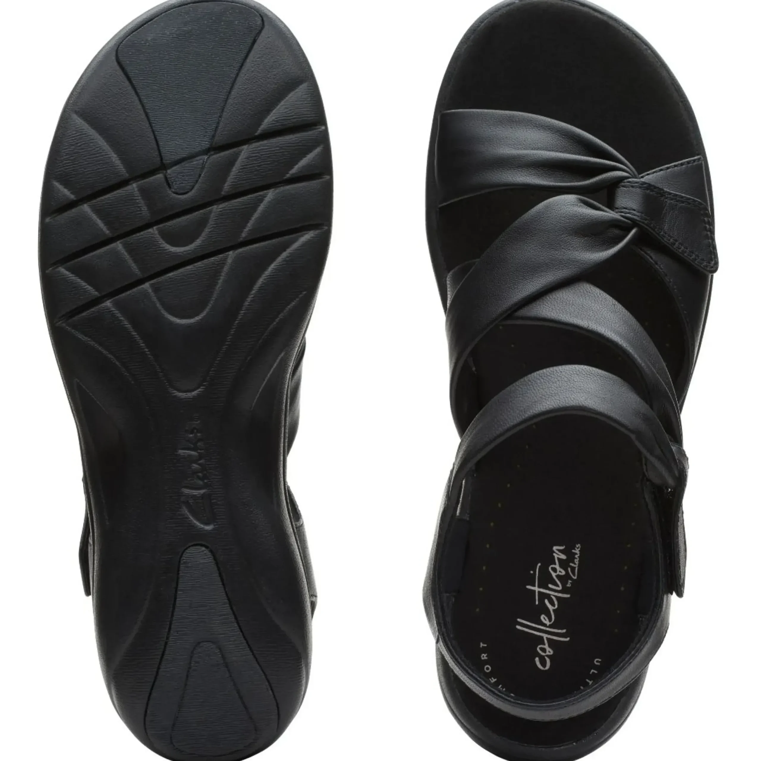 Hot Clarks Saylie Moon Black Leather Sandal