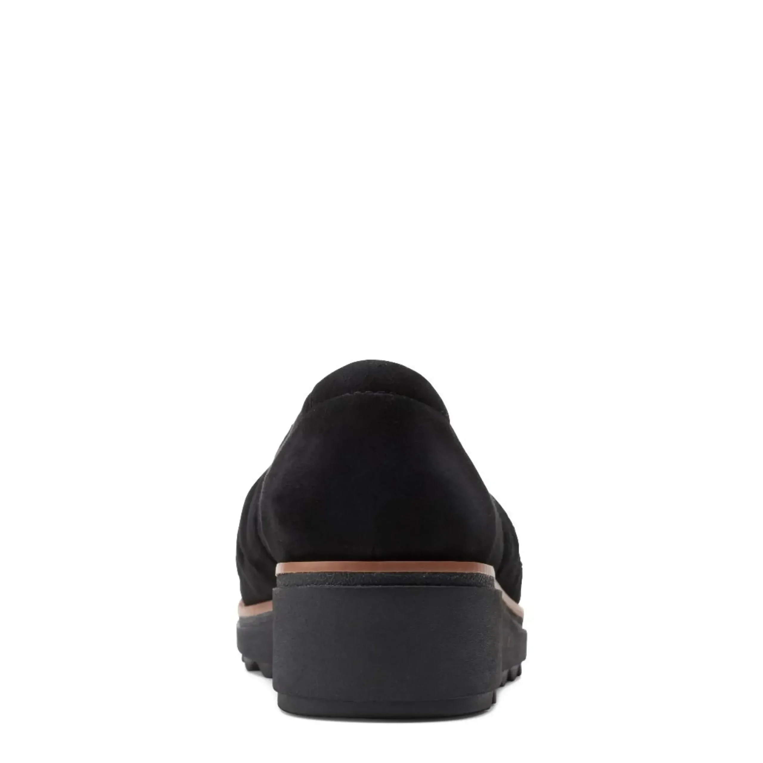 Hot Clarks Sharon Villa Black Suede Wedge Loafer