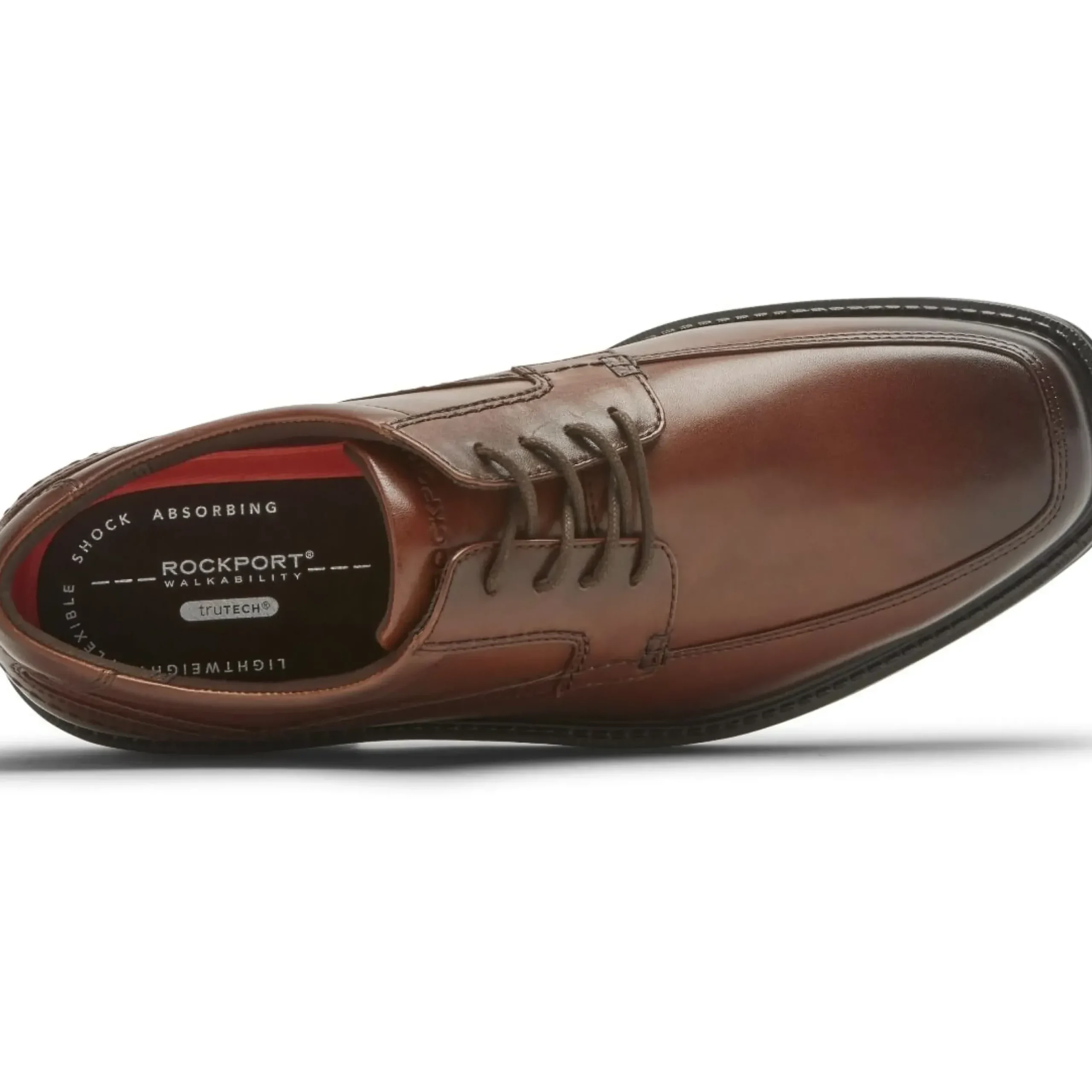 Clearance Rockport Sherwood Brown Leather Apron Toe Oxford Dress Shoe