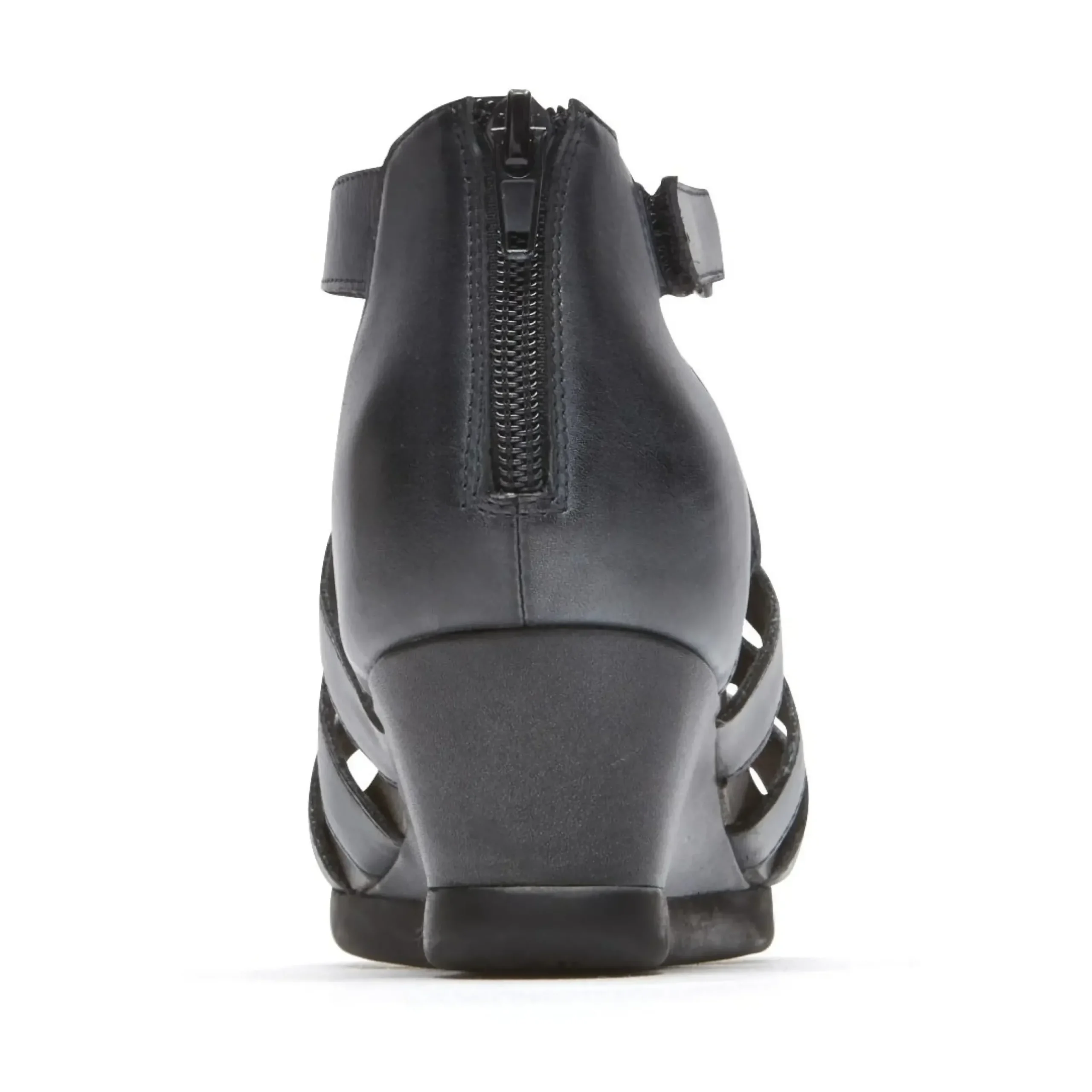 Discount Rockport Shona Black Leather Gladiator Wedge Sandal