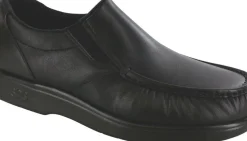 Online SAS Shoes Side Gore Black Smooth Leather Slip-On Loafer