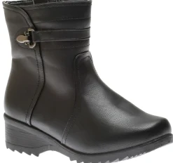 Best Shoe Tech Side Zipper Ice Grip Black Vegan Leather Winter Boot