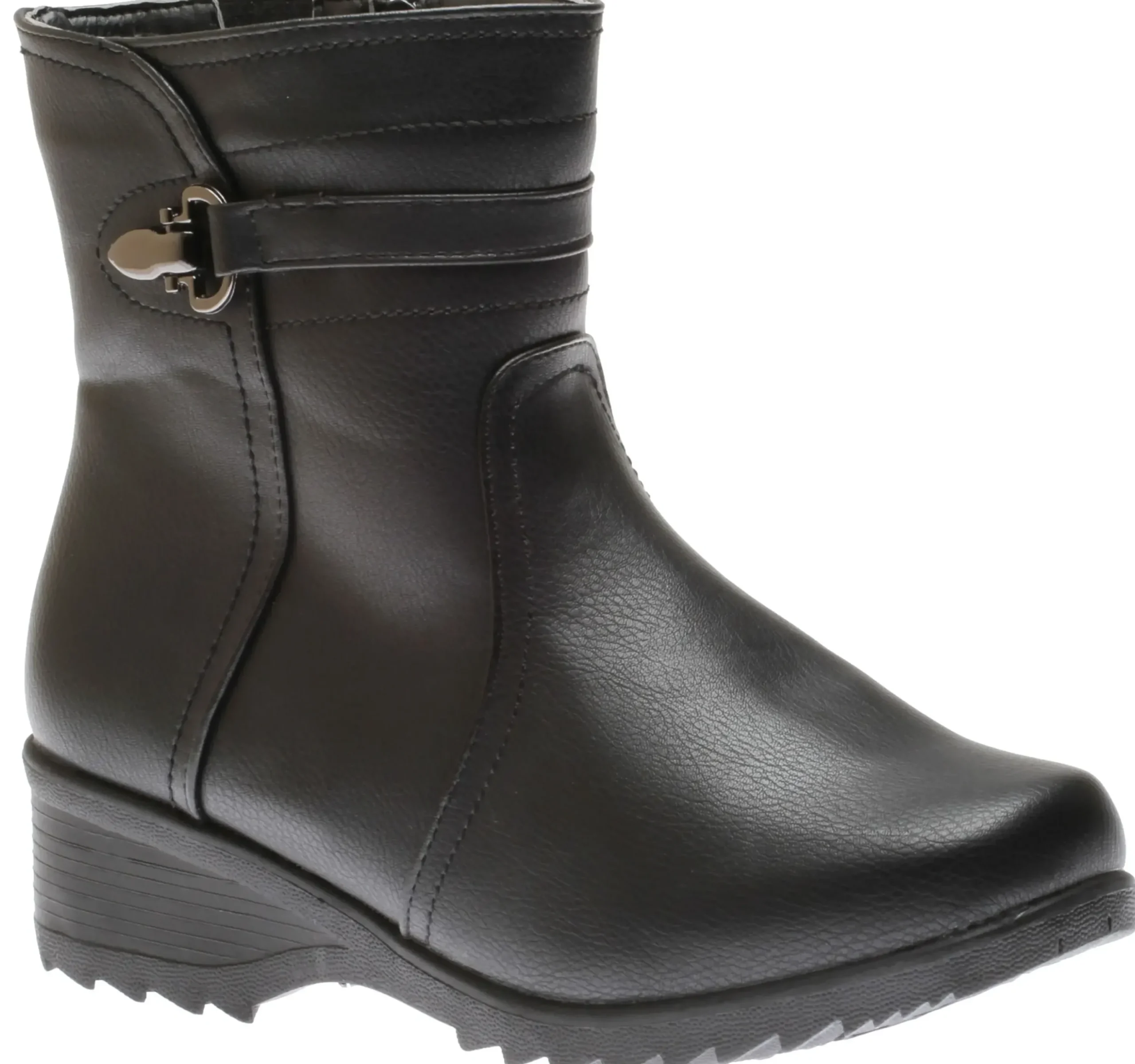 Best Shoe Tech Side Zipper Ice Grip Black Vegan Leather Winter Boot