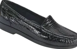 SAS Shoes Simplify Black Croc Slip On Loafer