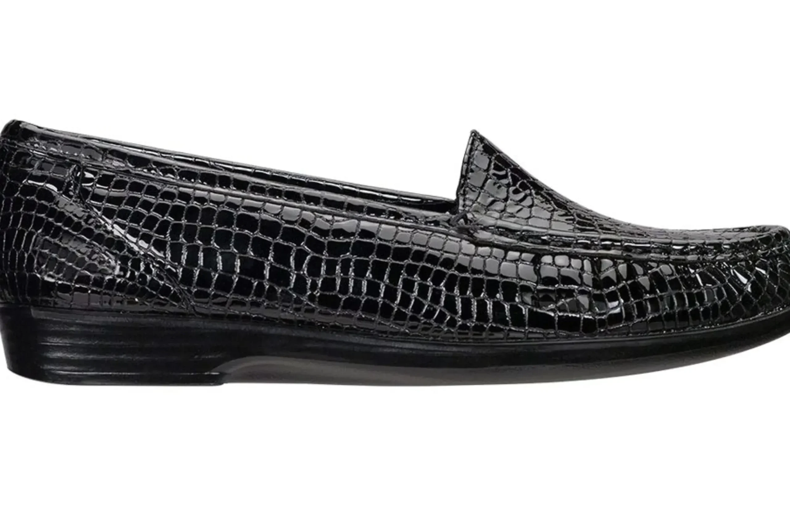 SAS Shoes Simplify Black Croc Slip On Loafer