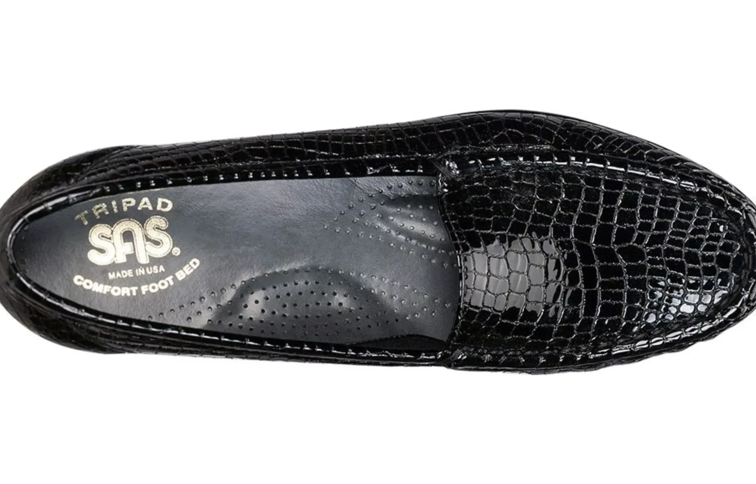SAS Shoes Simplify Black Croc Slip On Loafer