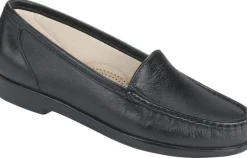 Clearance SAS Shoes Simplify Black Leather Slip On Loafer
