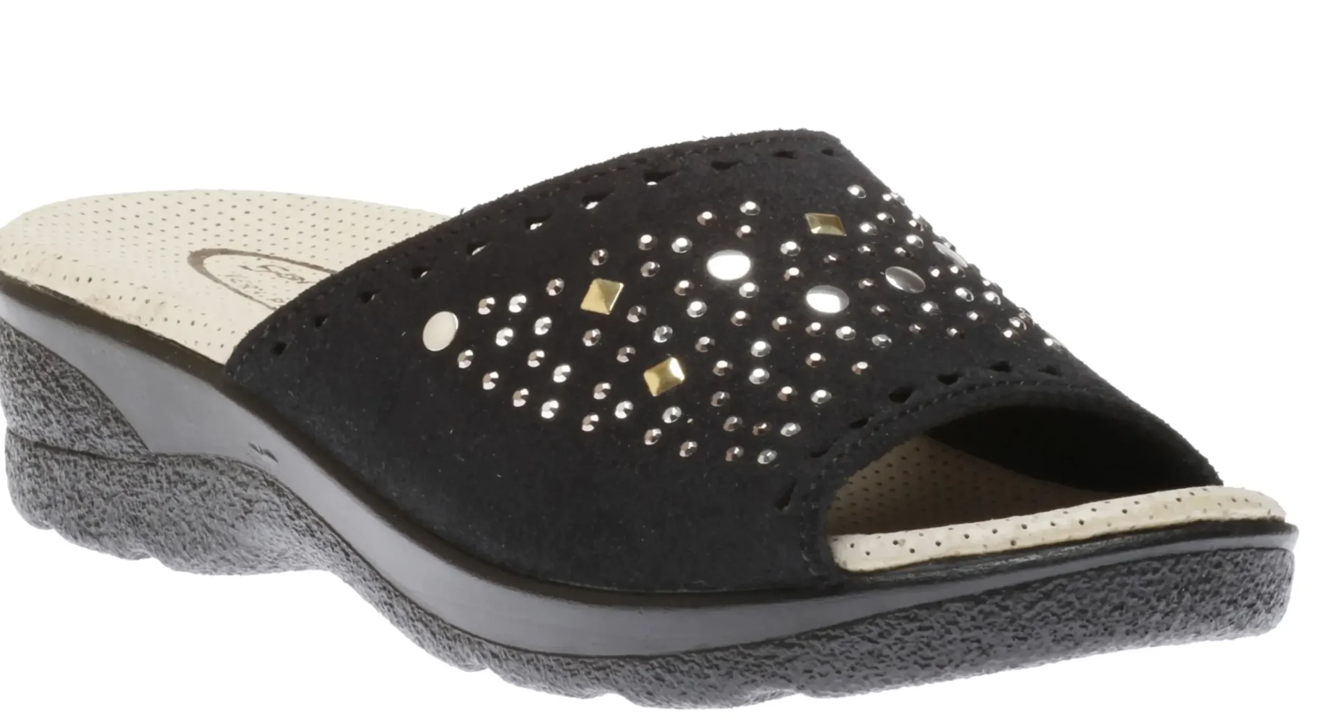 Sale Lady Diana Slide Black Studded Slide Sandal