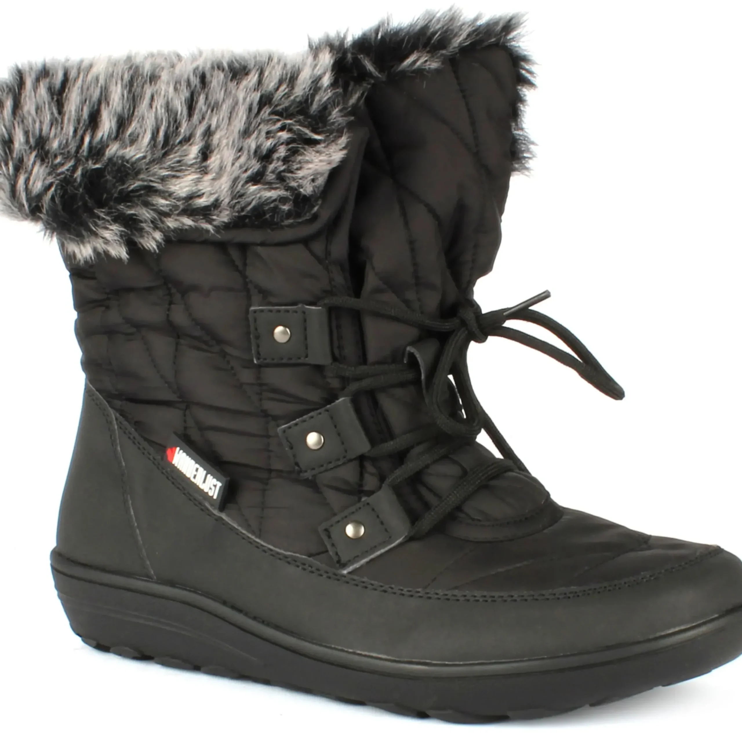 Wanderlust Snowflake Black Lace-Up Winter Boot