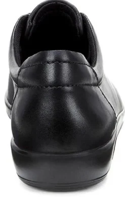 Best Ecco Soft 2.0 Black Leather Black Sole Lace-Up Sneaker