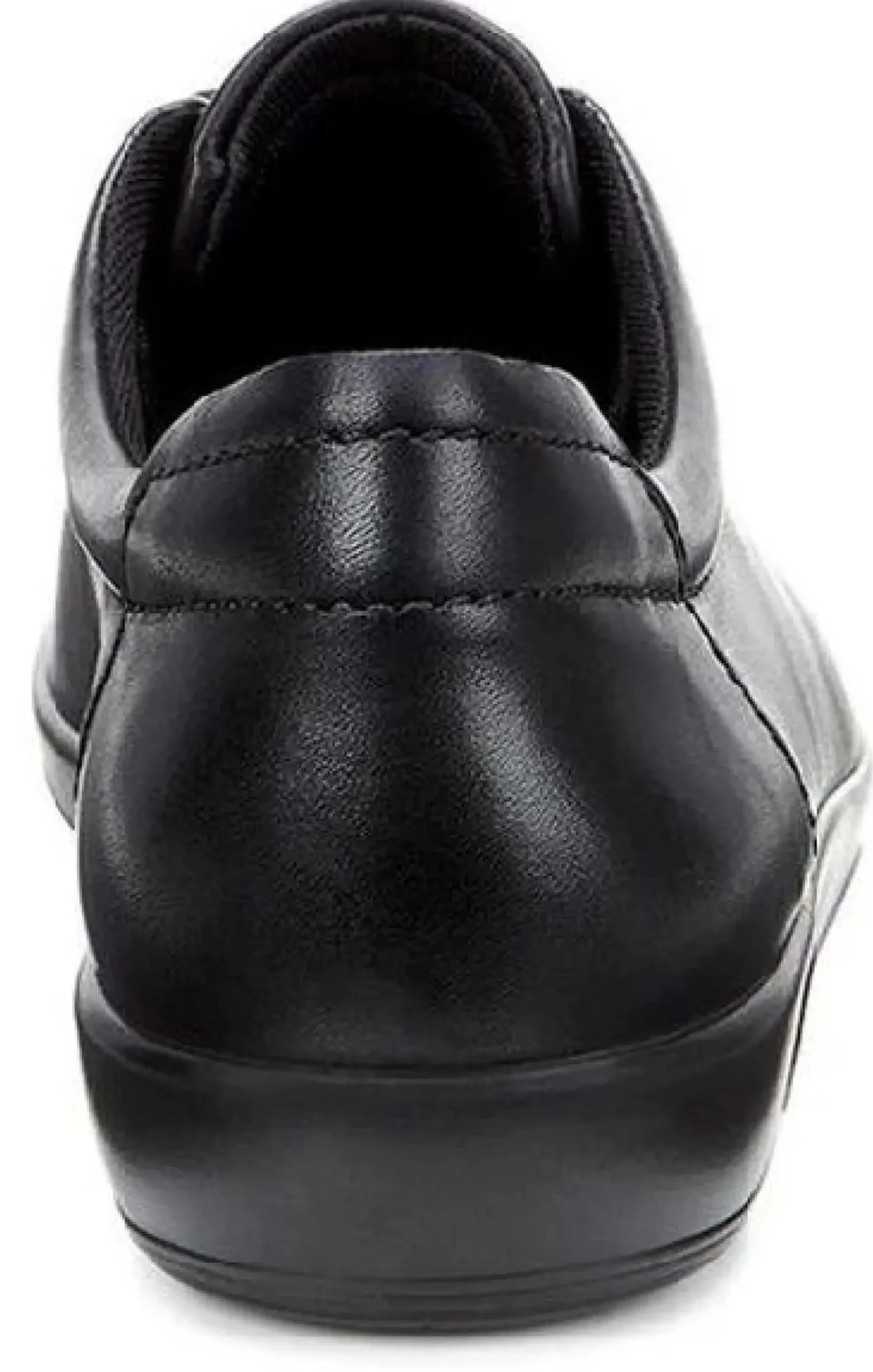 Best Ecco Soft 2.0 Black Leather Black Sole Lace-Up Sneaker