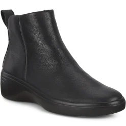 Discount Ecco Soft 7 Black Leather Wedge Boot